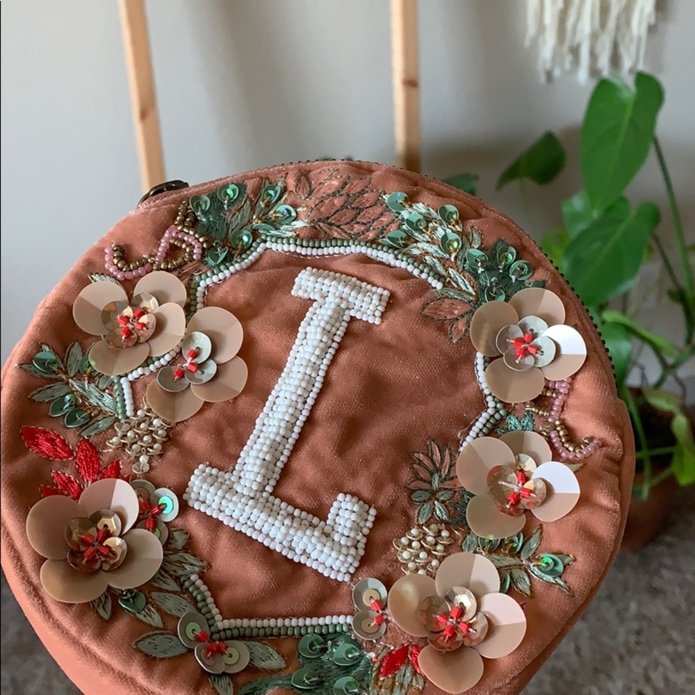 Anthropologie Monogram Beaded Clutch